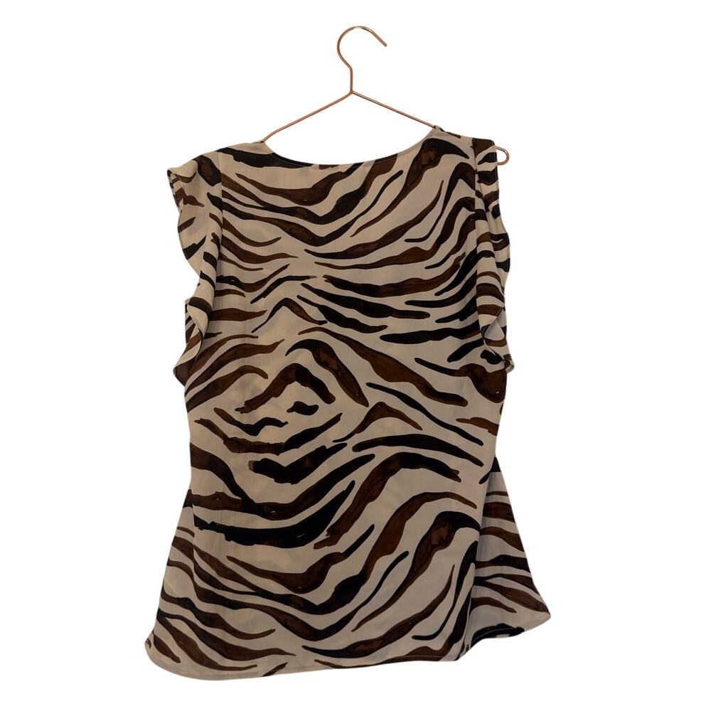 Cabi Flutter Sleeve Neutral Color Zebra Print Siz… - image 3